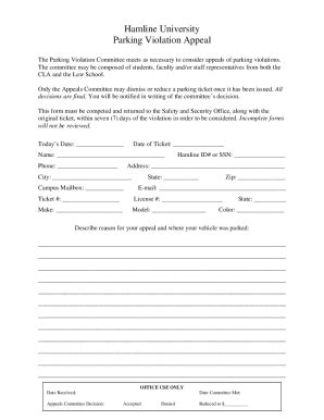 Parking Infringement Appeal Application .